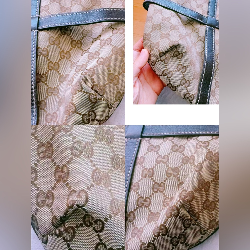 Gucci Royal Canvas Leather Hobo Tote Bag Dark Brown Monogram Timeless Designer - Picture 15 of 16